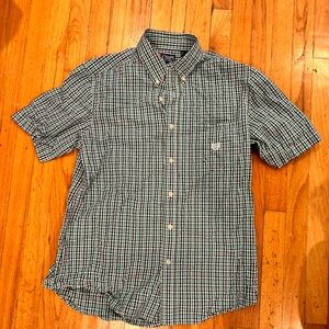 Chaps Blue and White Checkered Button-Down Shirt